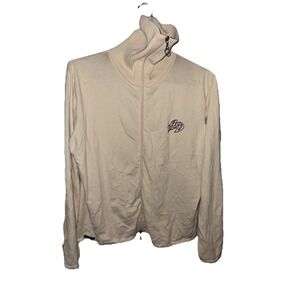 Vintage Y2K Harley Davidson Women's Knit Zip Up Sweater Cream Beige Logo 2XL